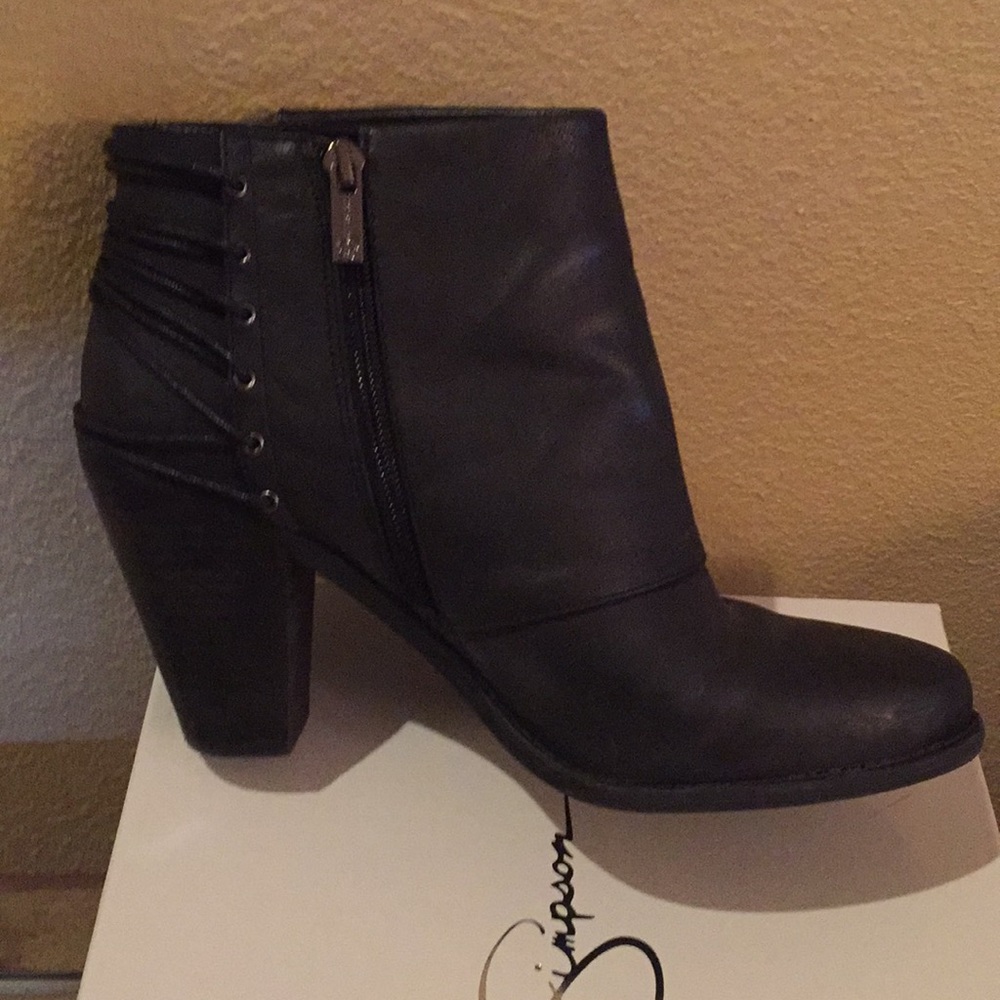 Jessica Simpson black leather booties